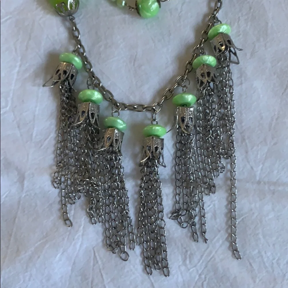 Vintage green and silver necklace